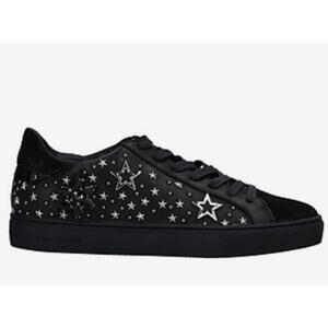 Crime London Sneaker with black with silver stars size 6